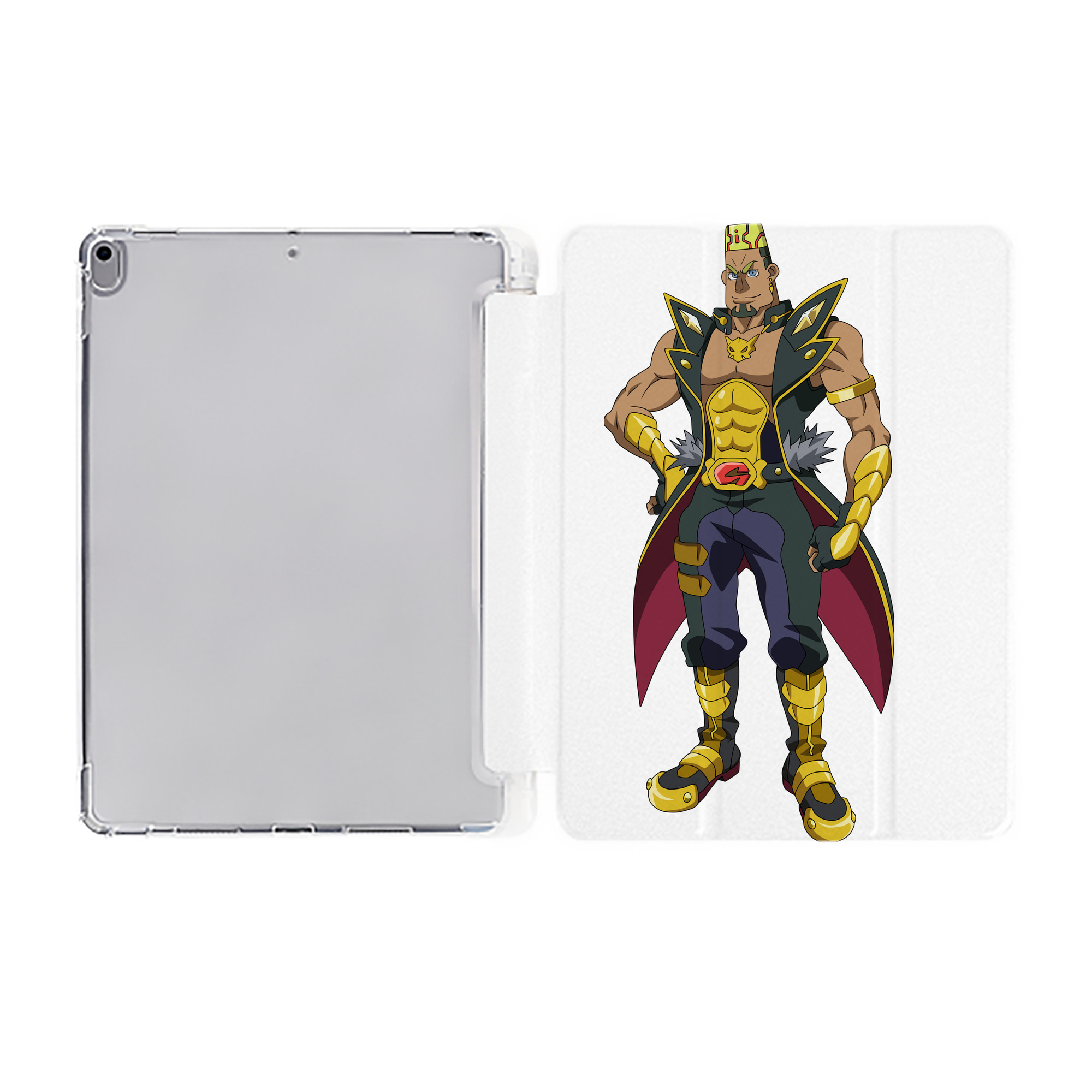 （画像用） 遊☆戯☆王 Yu-Gi-Oh! IPad ケース ペン収納付き 三つ折りスタンド PUレザー×シリコン 対応機種9.5/10.5/10.9インチ